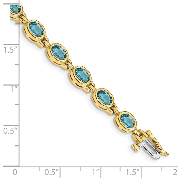 Shop Exclusive 14K Gold Oval Blue Topaz Bracelet - Stylish & Affordable Luxury-3