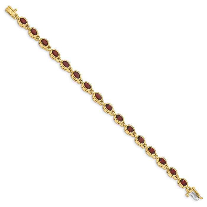 Exclusive 14K Gold Oval Garnet Bracelet - Stylish Elegance at Discounted Price-2