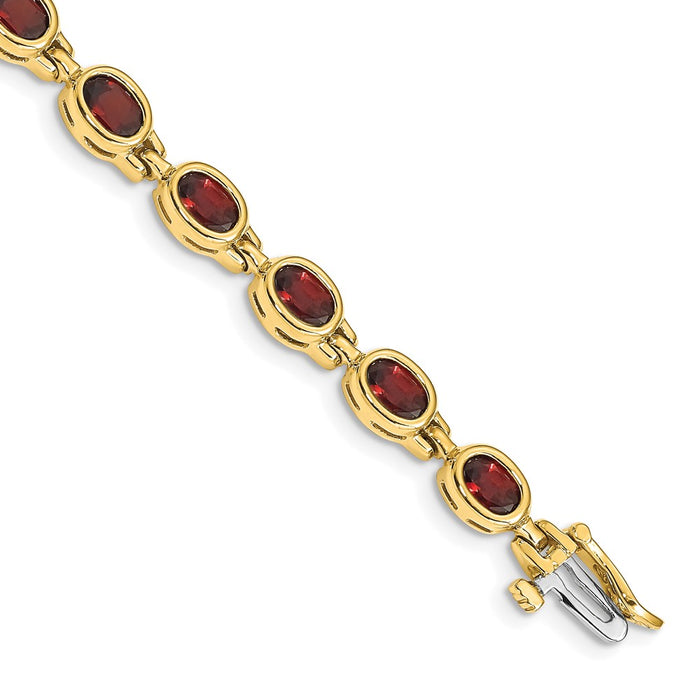 Exclusive 14K Gold Oval Garnet Bracelet - Stylish Elegance at Discounted Price-1