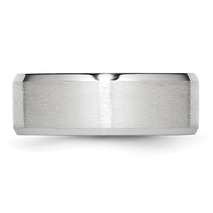 Buy Stylish 8mm Cobalt Satin & Polished Beveled Edge Chisel Band, Luxury Design-3