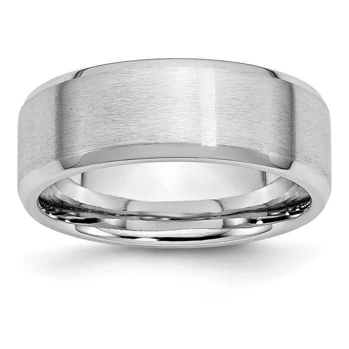 Buy Stylish 8mm Cobalt Satin and Polished Beveled Edge Band - Luxury Design-1