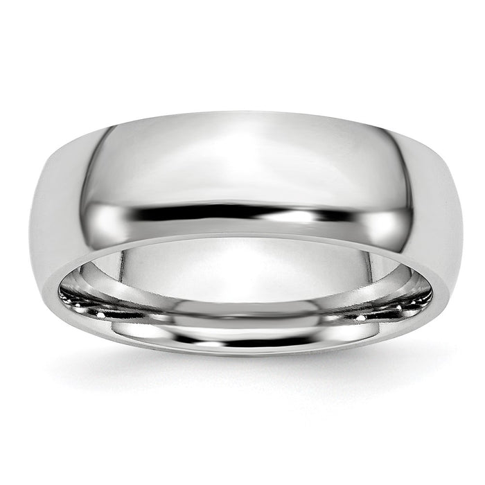 High-quality Cobalt Chisel 7mm Polished Half-Round Band Ring - Stylish Value-1