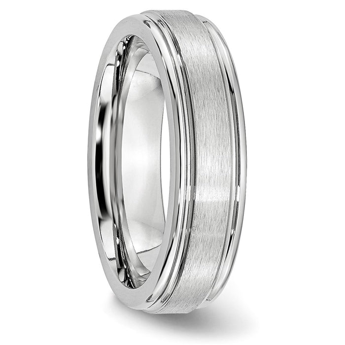 High-Quality 6mm Cobalt Satin & Polished Chisel Band - Stylish Ridged Edge-4