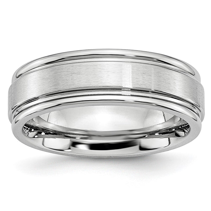 Buy Stylish 7mm Cobalt Satin & Polished Chisel Band - Luxury Design-1