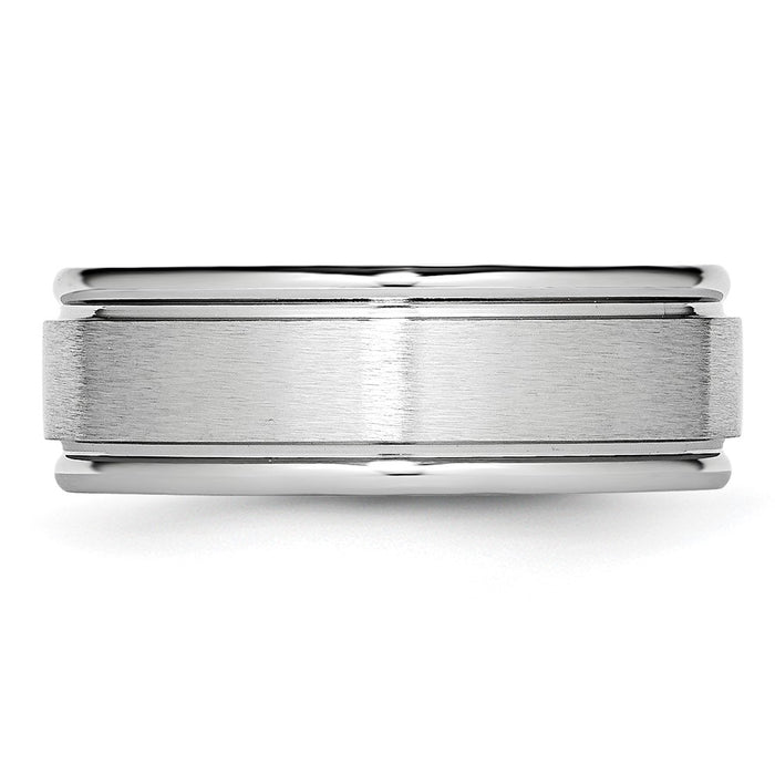 Buy Exclusive Cobalt Satin & Polished 8mm Chisel Band - Stylish Ridged Edge-3