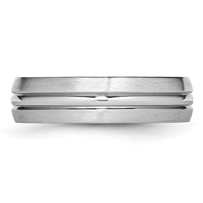 Exclusive 6mm Cobalt Satin & Polished Grooved Band - Stylish & Affordable-3