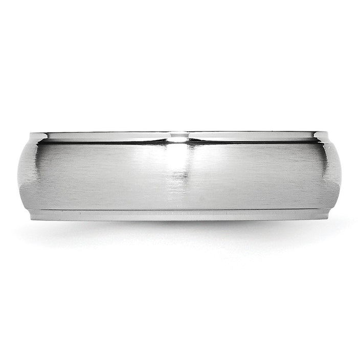 Buy Stylish 7mm Cobalt Satin & Polished Ridged Edge Chisel Band - Luxury Value-3