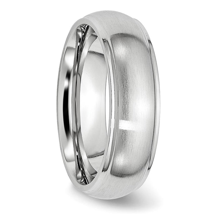Exclusive 7mm Cobalt Satin & Polished Ridged Edge Band | Stylish Value Ring-4