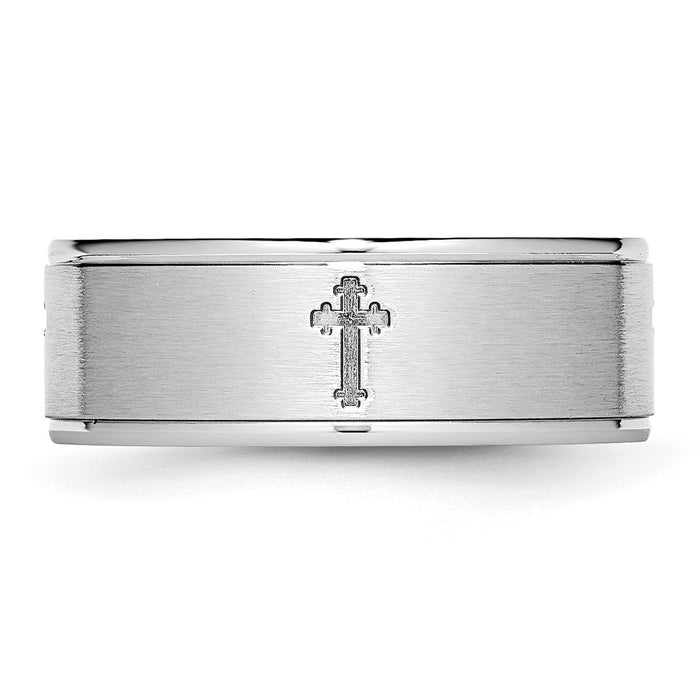 Exclusive Cobalt Satin & Polished 8mm Chisel Band - Stylish Ridged Edge Design-3