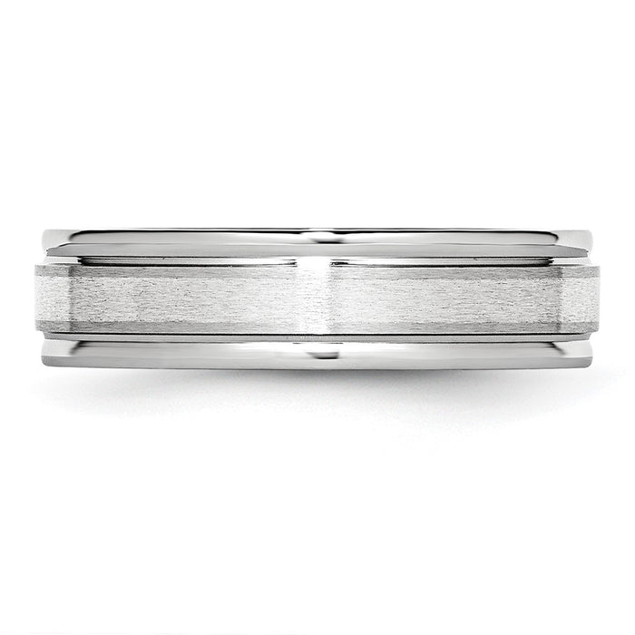 Buy Stylish 6mm Cobalt Sterling Silver Inlay Chisel Band - Polished Finish-3