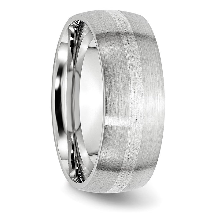 Buy Stylish Cobalt Sterling Silver Inlay Band - 8mm Chisel, Satin Finish-4