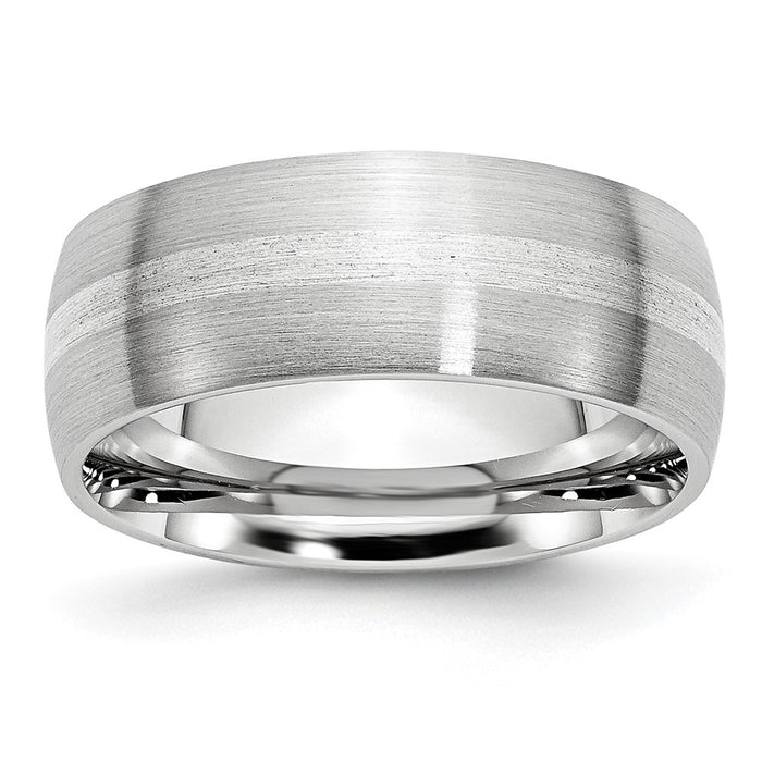 Buy Stylish Cobalt Sterling Silver Inlay Band - 8mm Chisel, Satin Finish-1