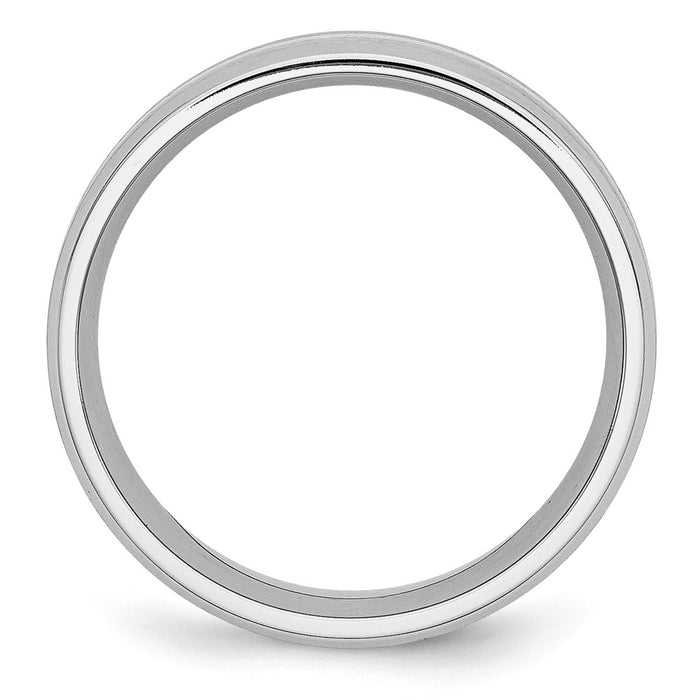 Exclusive 8mm Cobalt Chisel Sterling Silver Inlay Beveled Edge Band - Stylish Finish-2