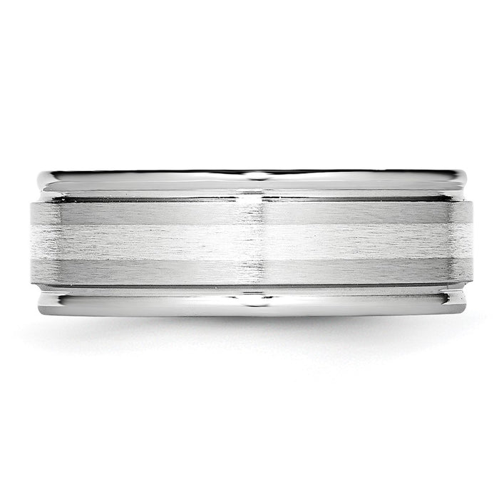 Buy Stylish 8mm Cobalt Sterling Silver Chisel Band - Satin & Polished Finish-3