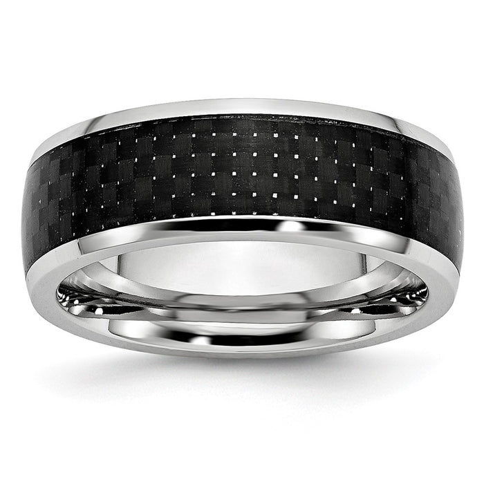 Buy Exclusive 8mm Cobalt Chisel Band with Polished Black Carbon Fiber Inlay-1
