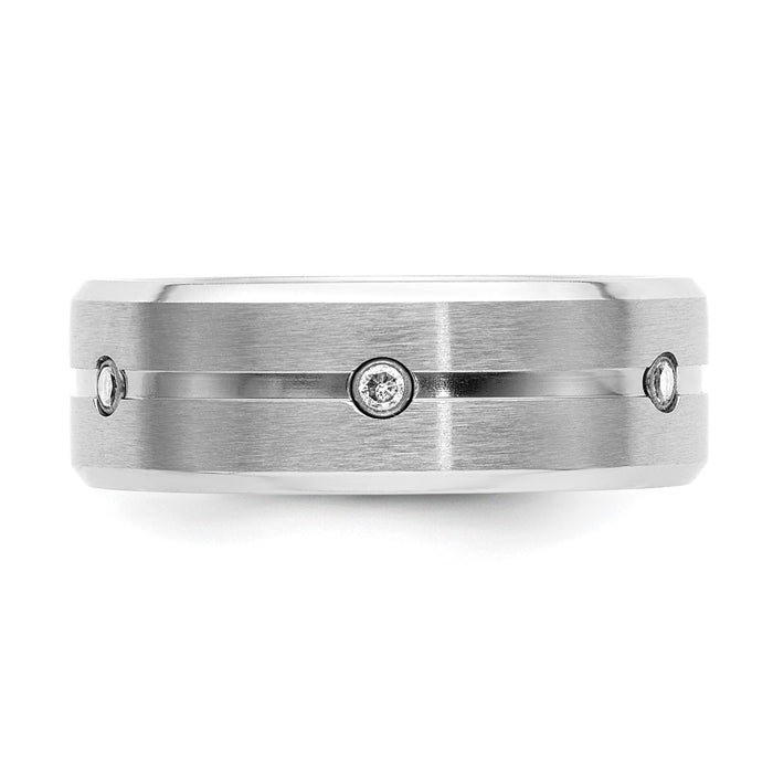 High-Quality Cobalt Chisel 8mm Beveled Band, Stylish Brushed Finish & CZ Accents-3