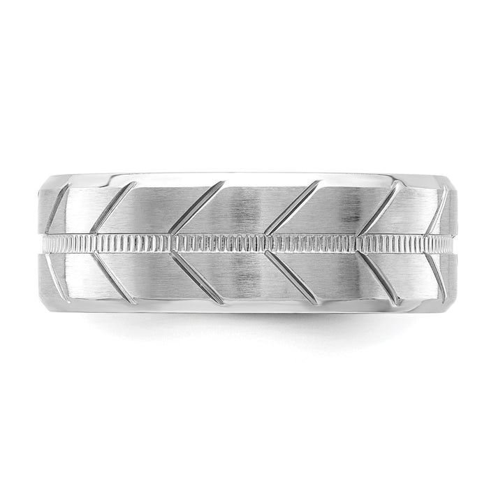Buy Exclusive 8mm Cobalt Beveled Band - Stylish Chiseled Finish, Affordable Price-3