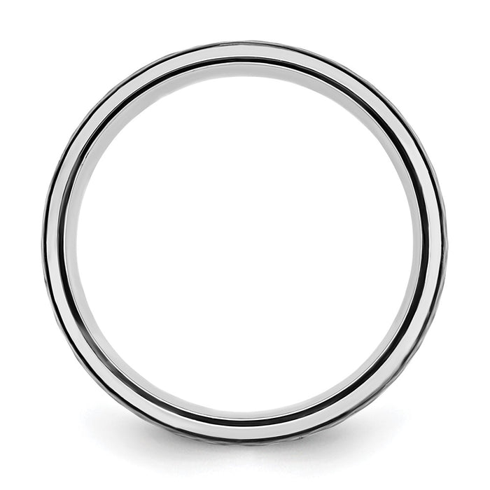 High-Quality Chiseled Cobalt 8mm Band with Hammered Black IP - Stylish Value-2