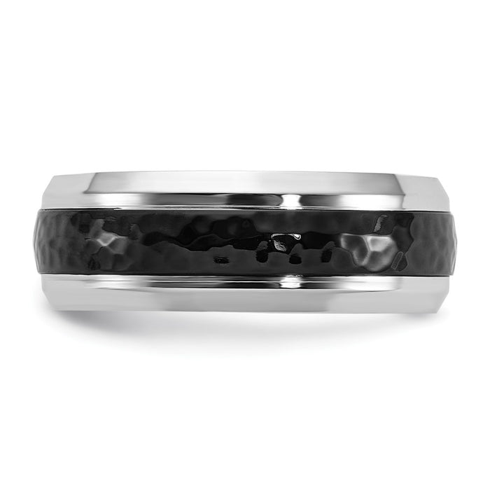 High-Quality 8mm Chiseled Cobalt Polished Band with Stylish Black IP-Center-3