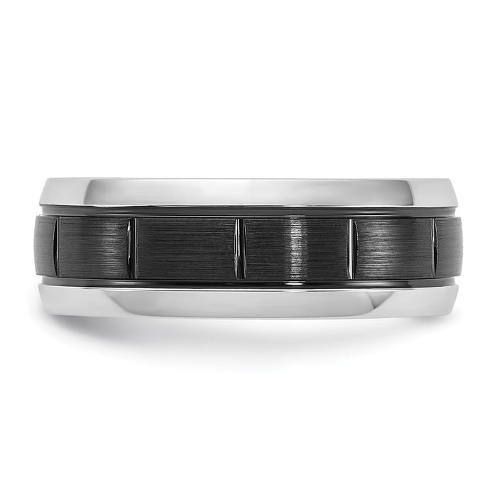 Exclusive 8mm Chisel Cobalt Band with Brushed Black IP-Plating - Stylish Value-3