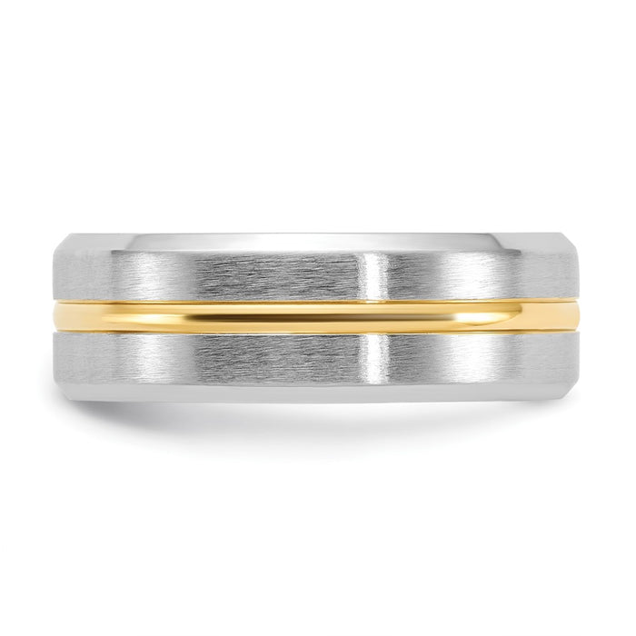 Buy Exclusive 8mm Cobalt Chisel Band - Brushed Finish, Stylish Yellow IP Edge-3