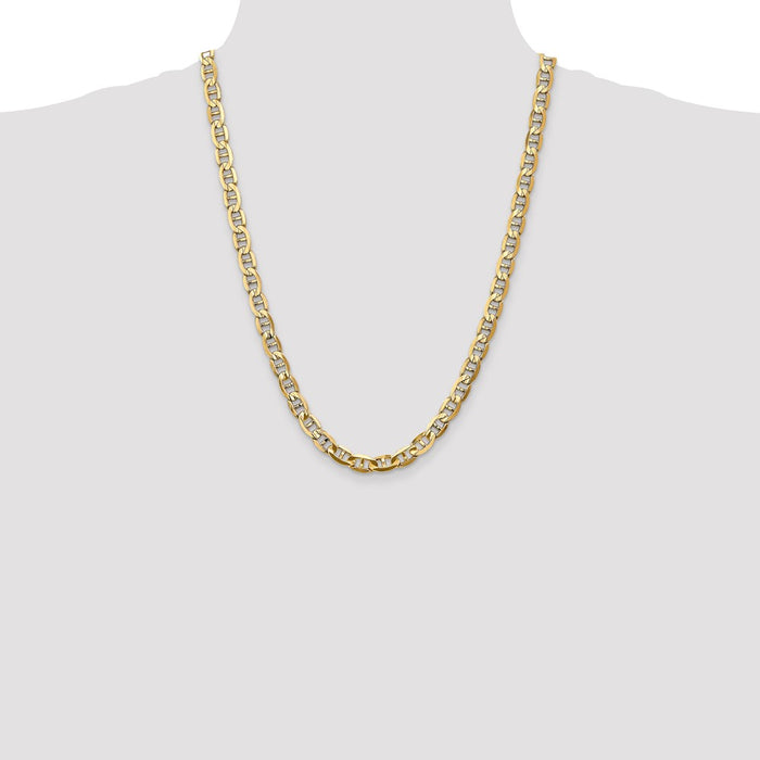 Buy 14K Gold 24-Inch Concave Anchor Chain - Stylish 7mm Lobster Clasp!-4
