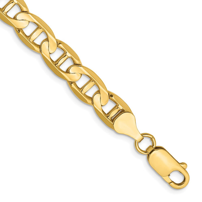 Buy 14K Gold 9-Inch 7mm Concave Anchor Chain - Stylish Lobster Clasp Value!-1