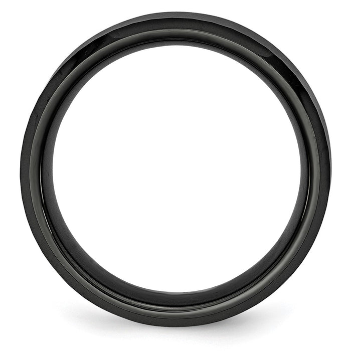 Exclusive 8mm Polished Black Ceramic Beveled Edge Band - Stylish & Durable!-2