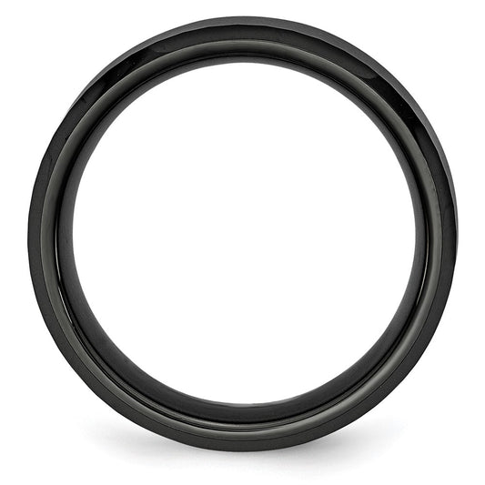 High-Quality 8mm Polished Black Ceramic Faceted Beveled Edge Band - Stylish Value