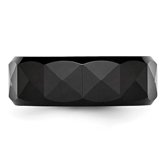 Buy Stylish 8mm Polished Black Ceramic Chisel Band with Beveled Edges-3