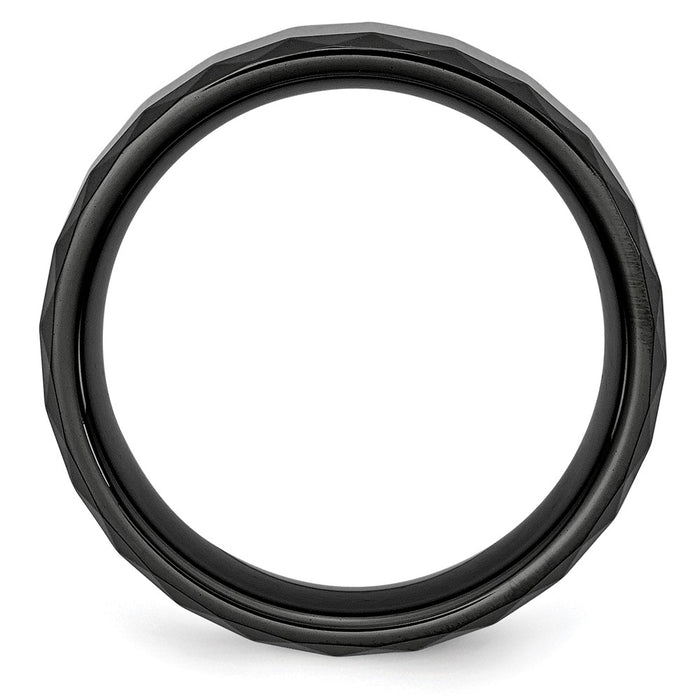 Buy Stylish 8mm Polished Black Ceramic Faceted Band - Beveled Edge Design-2
