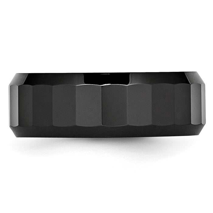 Buy Stylish 8mm Polished Black Ceramic Beveled Edge Chisel Band - Affordable Luxury-3