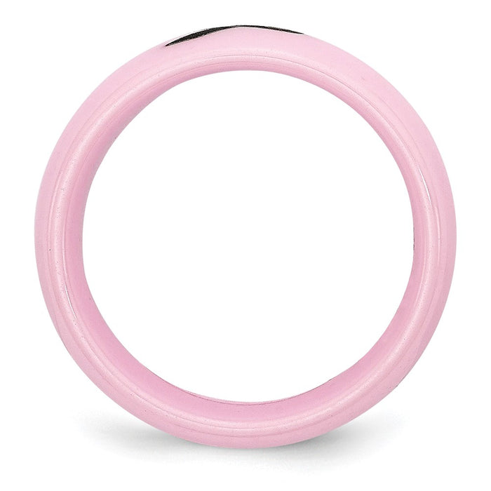 Buy Stylish Chiseled Ceramic 8mm Polished Band with Pink & Black Accents-2