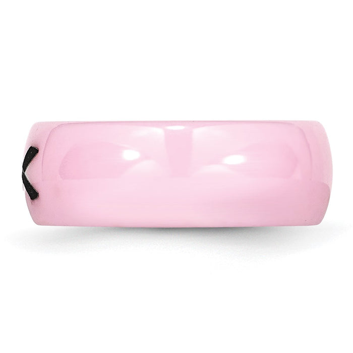 Buy Stylish Chiseled Ceramic 8mm Polished Band with Pink & Black Accents-3