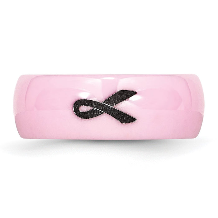 Buy Stylish Chiseled Ceramic 8mm Polished Band with Pink & Black Accents-4