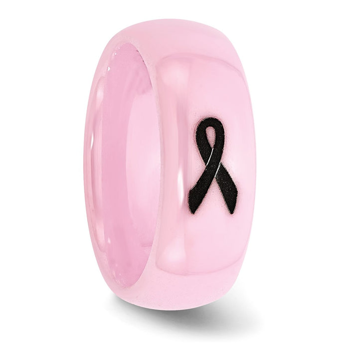 High-Quality Chiseled Ceramic 8mm Pink & Black Laser-Engraved Band - Stylish Value!-5