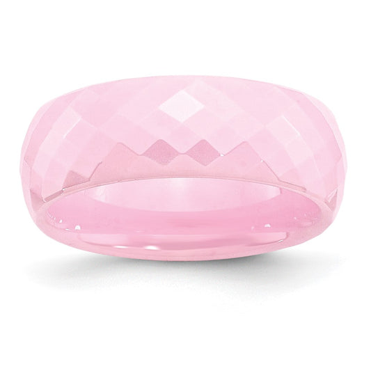 Buy Stylish Polished Pink 7.5mm Chisel Ceramic Band - Affordable Luxury Ring