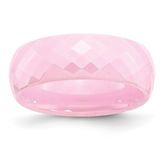 Buy Stylish Polished Pink 7.5mm Chisel Ceramic Band | Affordable Luxury Ring
