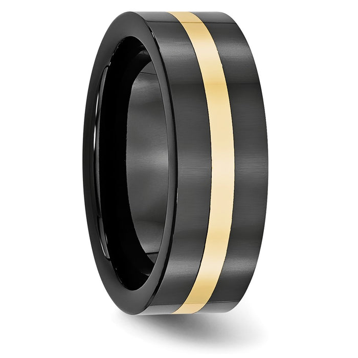 Buy Exclusive 8mm Chisel Polished Ceramic Band with 14K Gold Inlay, Stylish!-4