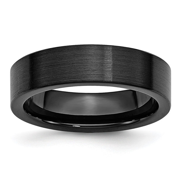 Buy Stylish Brushed Black Ceramic Flat Band - 6mm Chisel Design, Affordable Price-1