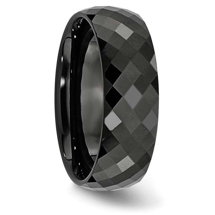 High-Quality Polished Black Ceramic Band 7.5mm Chisel Design - Stylish Value-4