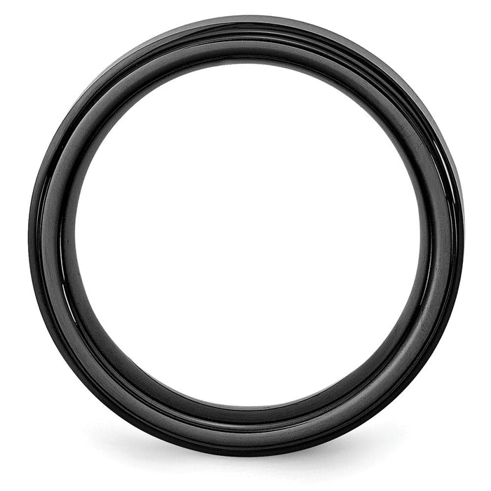 Buy Exclusive 8mm Chisel Black Ceramic Band - Stylish Brushed & Polished Design-2
