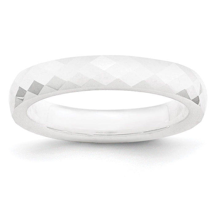 Buy Stylish Polished White Ceramic 4mm Faceted Chisel Band - Luxury Value!-1
