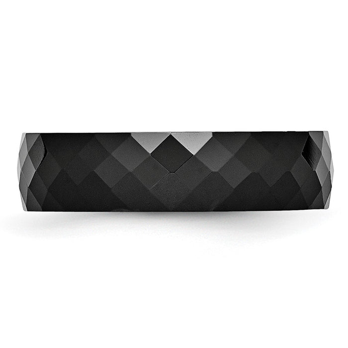 Buy Stylish 6mm Polished Black Ceramic Faceted Band - Luxury Design at Value Price-3