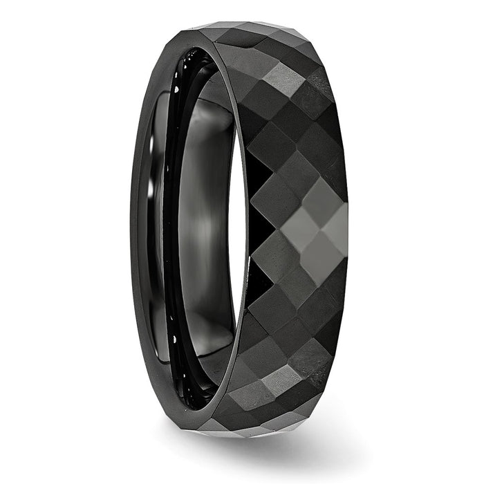 Order Exclusive 6mm Polished Black Ceramic Faceted Chisel Band - Stylish Value-4