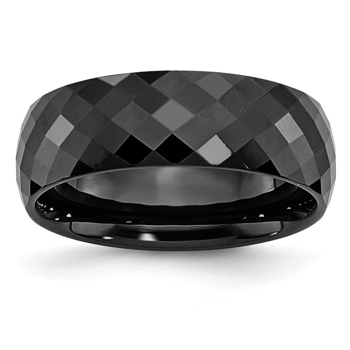Buy Exclusive 7.5mm Polished Black Faceted Ceramic Band - Stylish Design!-1