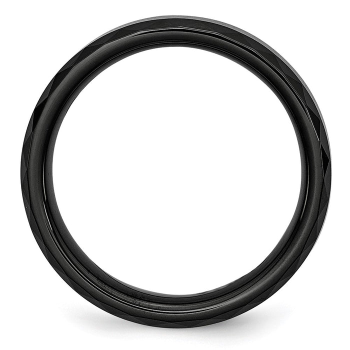 Exclusive 6mm Chiseled Black Ceramic Polished Band - Stylish & Affordable-2
