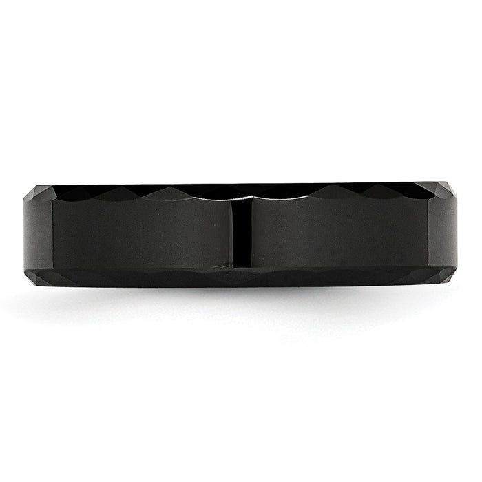 High-Quality 6mm Polished Black Ceramic Band | Stylish Beveled Edges-3