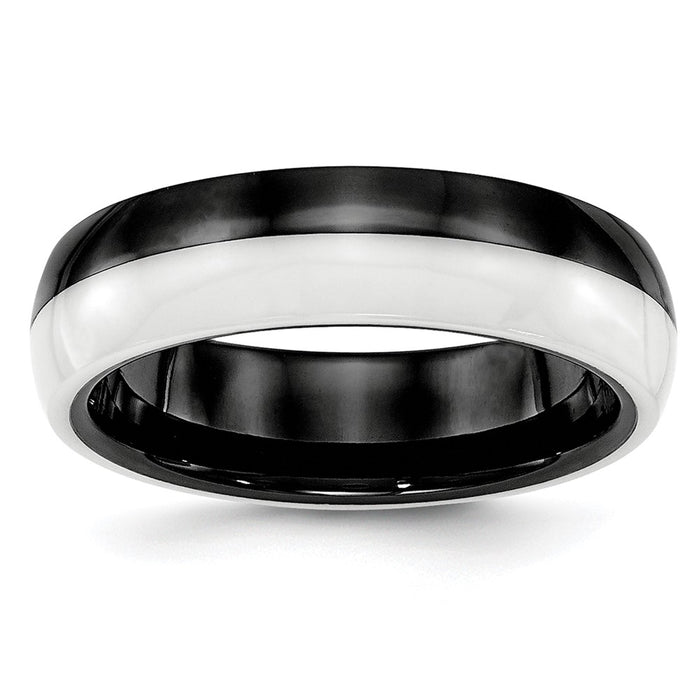 Buy Stylish 6mm Polished Black & White Chisel Ceramic Band | Luxury Value Ring-1