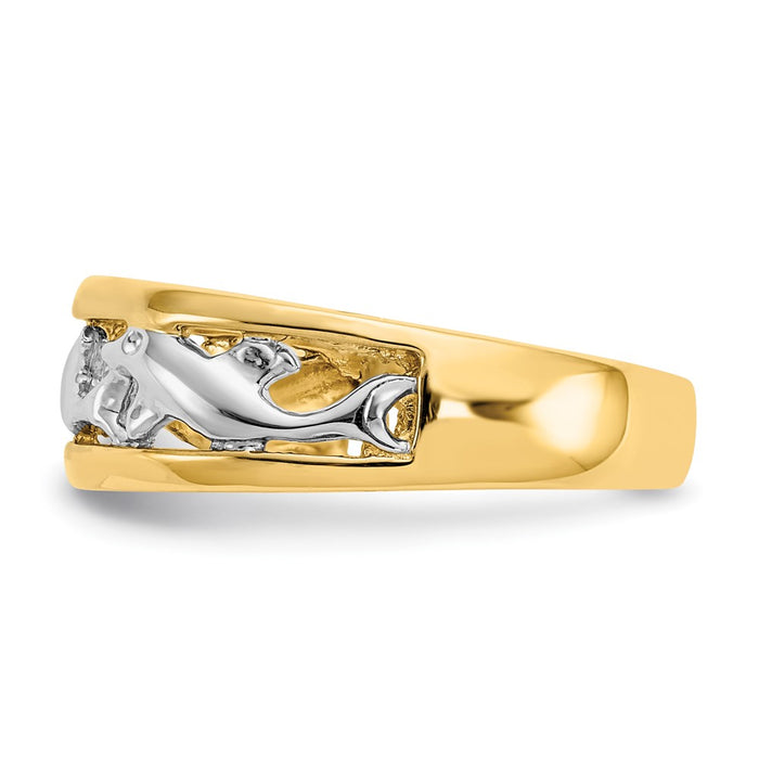 Shop Exclusive 14K Gold Dolphin Ring with Rhodium Finish - Stylish & Affordable!-4